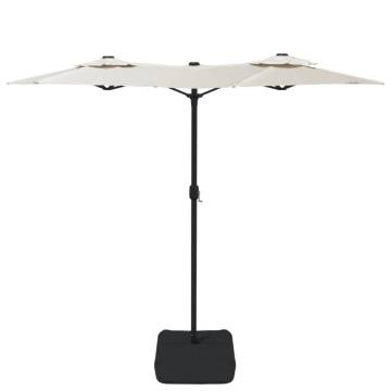 Double-Head Parasol with LEDs - Sand White 316x240 cm