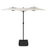 Double-Head Parasol with LEDs - Sand White 316x240 cm