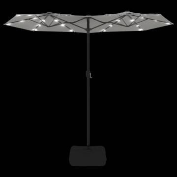 Double-Head Parasol with LEDs - Sand White 316x240 cm