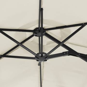 Double-Head Parasol with LEDs - Sand White 316x240 cm