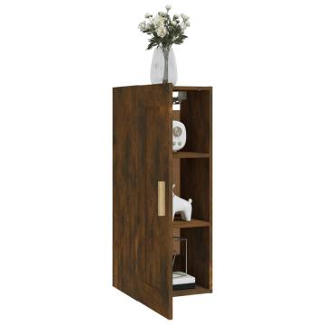 Wall Cabinet Smoked Oak - 35x34x90 cm Engineered Wood