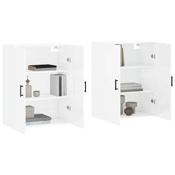 High Gloss White Wall Mounted Cabinets - 69.5x34x90 cm