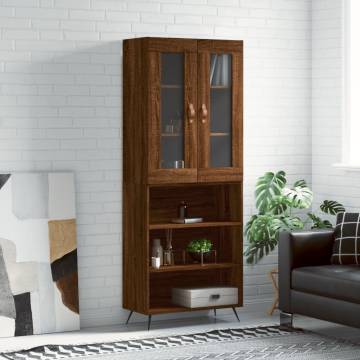 Elegant Brown Oak Highboard - 69.5x34x180 cm | Hipo Market