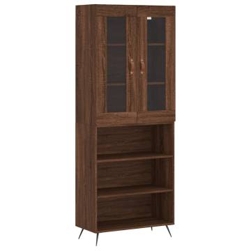 Elegant Brown Oak Highboard - 69.5x34x180 cm | Hipo Market