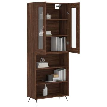 Elegant Brown Oak Highboard - 69.5x34x180 cm | Hipo Market