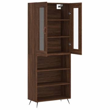 Elegant Brown Oak Highboard - 69.5x34x180 cm | Hipo Market