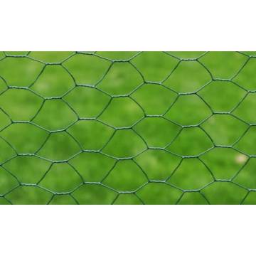 Galvanised Chicken Wire Fence with PVC Coating - 25x0.5m Green