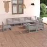 10 Piece Garden Lounge Set Grey Solid Pinewood Colour grey Cushion included no Number of 1 