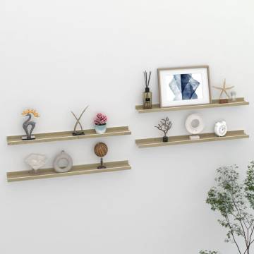 Wall Shelves 4 pcs White & Sonoma Oak - Stylish Storage Solution