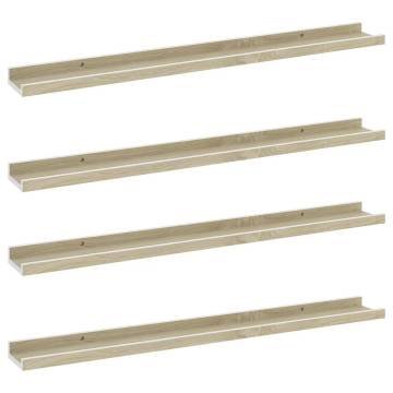 Wall Shelves 4 pcs White & Sonoma Oak - Stylish Storage Solution