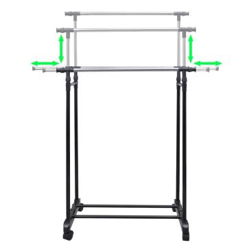 Adjustable Clothes Rack with Castors & Hanging Rails - HipoMarket