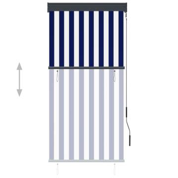 Outdoor Roller Blind 80x250 cm Blue and White - HipoMarket