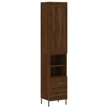 Stylish Highboard Brown Oak | 34.5x34x180 cm - HipoMarket