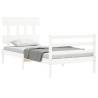 White Bed Frame with Headboard - Solid Wood 100x200 cm | HipoMarket