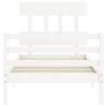 White Bed Frame with Headboard - Solid Wood 100x200 cm | HipoMarket