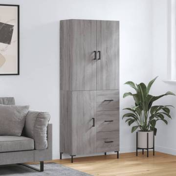 Stylish Highboard Grey Sonoma - 69.5x34x180 cm | HipoMarket UK