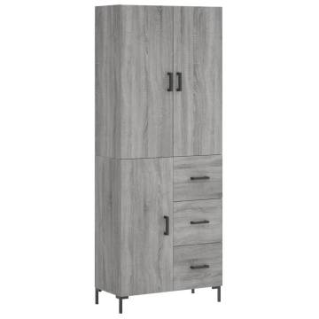 Stylish Highboard Grey Sonoma - 69.5x34x180 cm | HipoMarket UK