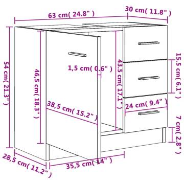 Sink Cabinet White 63x30x54 cm - Stylish Bathroom Storage