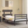 Bed Frame with Headboard Grey 90x200 cm Solid Wood Colour grey Size 90 x 200 cm Model low 