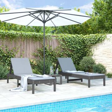 Stylish Grey Sun Loungers - 2 pcs Solid Pine | Hipomarket