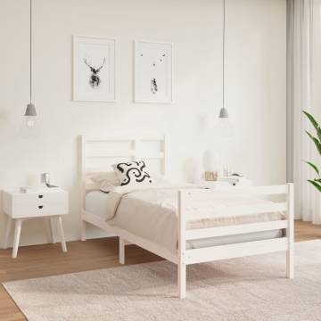 White Solid Wood Bed Frame 75x190 cm | Hipomarket