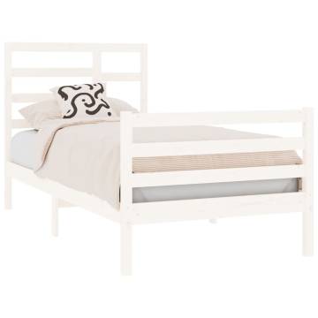 White Solid Wood Bed Frame 75x190 cm | Hipomarket