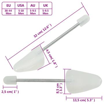 Shoe Trees 5 Pairs White EU 38-44 | Durable & Flexible