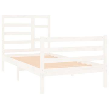 White Solid Wood Bed Frame 75x190 cm | Hipomarket