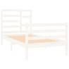 White Solid Wood Bed Frame 75x190 cm | Hipomarket