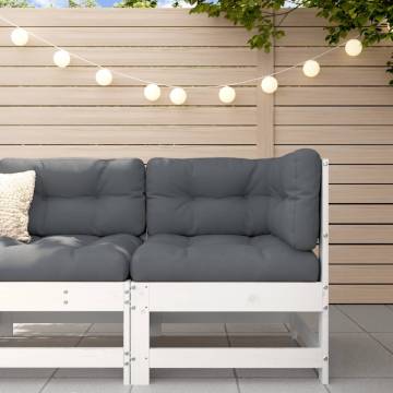 Garden Corner Sofa - White Solid Wood Pine | Hipomarket