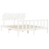 White Bed Frame with Headboard 160x200 cm - Solid Wood