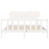 White Bed Frame with Headboard 160x200 cm - Solid Wood