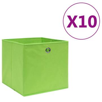 Stylish Green Storage Boxes - 10 pcs Non-woven Fabric 28x28 cm