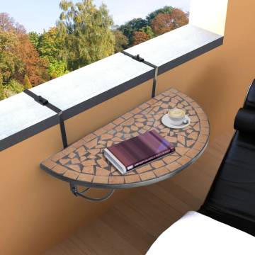 Stylish Hanging Balcony Table - Terracotta Mosaic