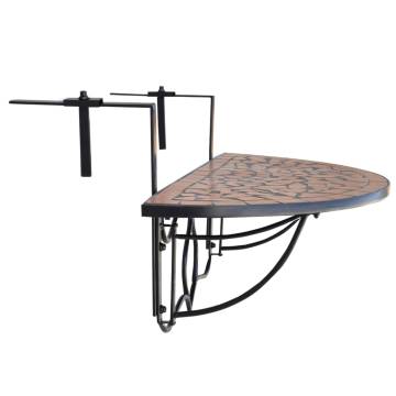 Stylish Hanging Balcony Table - Terracotta Mosaic