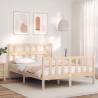 Bed Frame with Headboard Small Double Solid Wood Colour natural Size 120 x 190 cm 