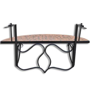 Stylish Hanging Balcony Table - Terracotta Mosaic