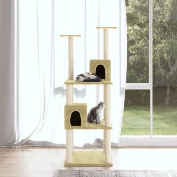 Cat Tree with Sisal Scratching Posts - Cream 141 cm