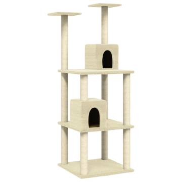 Cat Tree with Sisal Scratching Posts - Cream 141 cm