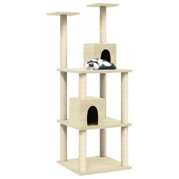 Cat Tree with Sisal Scratching Posts - Cream 141 cm