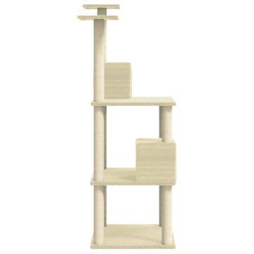 Cat Tree with Sisal Scratching Posts - Cream 141 cm