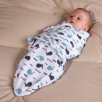 Bo Jungle Wrap Swaddling Blanket - Ocean Whales S | HipoMarket