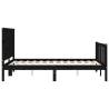 Stylish Black Bed Frame with Headboard - 140x190 cm Solid Wood