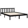 Stylish Black Bed Frame with Headboard - 140x190 cm Solid Wood