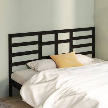 Stylish Black Bed Headboard - Solid Pine Wood 186x4x104 cm