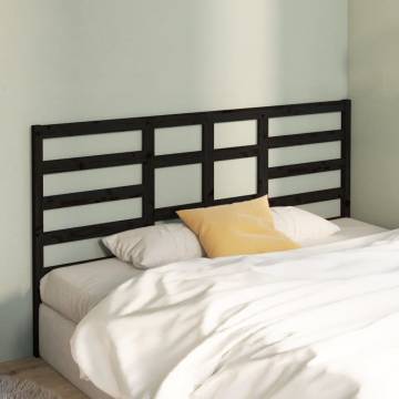 Stylish Black Bed Headboard - Solid Pine Wood 186x4x104 cm