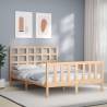 Bed Frame with Headboard Small Double Solid Wood Colour natural Size 120 x 190 cm 