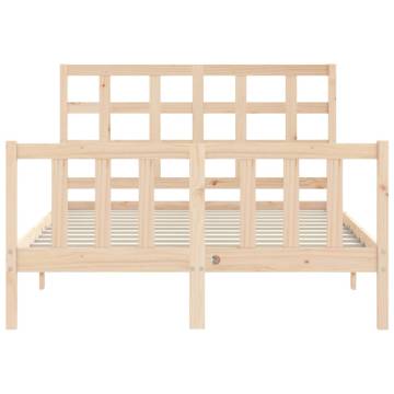 Bed Frame with Headboard - Small Double Solid Wood