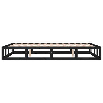 Stylish Black Bed Frame 160x200 cm - Solid Pine Wood