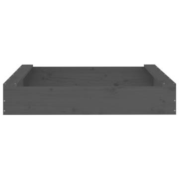 Grey Square Solid Wood Pine Sandbox with Seats | HipoMarket